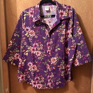 Blair Purple Floral Button-Up Blouse